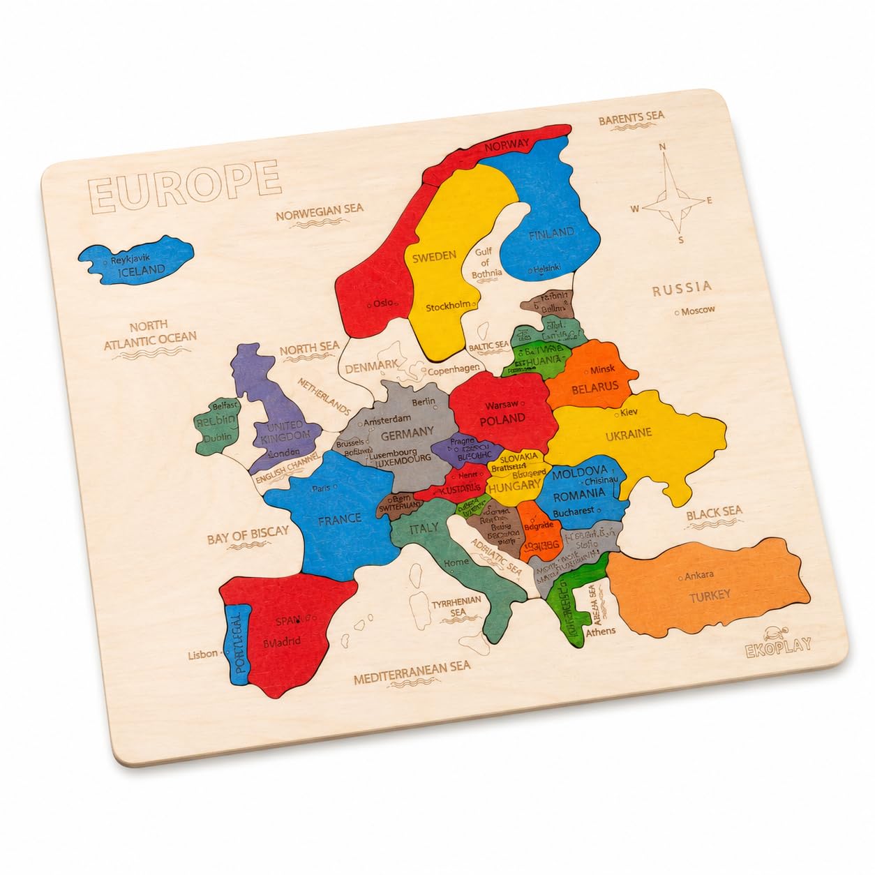 Amazon.com: Europe Map Wooden Jigsaw Puzzle for Kids | 33 Puzzle